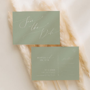 Whimsical Script   Sage Green Save the Date Uitnodiging Briefkaart