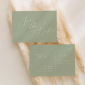 Whimsical Script | Sage Green Save the Date Uitnodiging Briefkaart