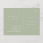 Whimsical Script | Sage Green Save the Date Uitnodiging Briefkaart (Achterkant)