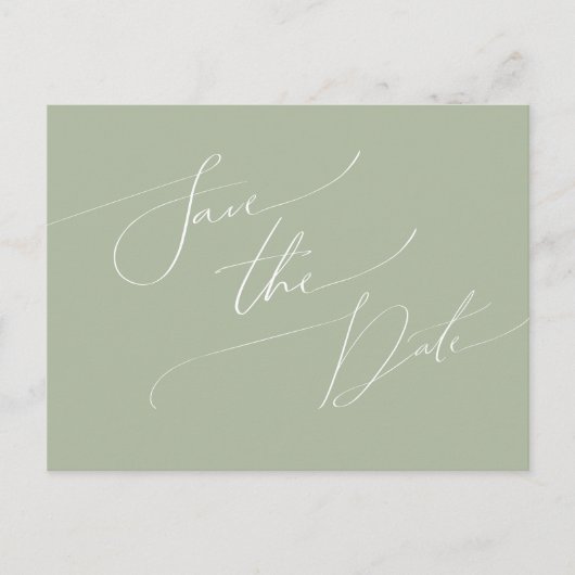 Whimsical Script | Sage Green Save the Date Uitnodiging Briefkaart (Voorkant)