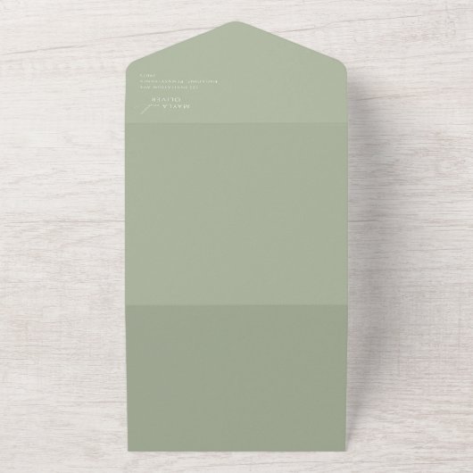 Whimsical Script | Sage Green Seal and Send All In One Uitnodiging (Buitenkant)