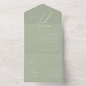 Whimsical Script | Sage Green Seal and Send All In One Uitnodiging (Binnen)