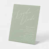 Whimsical Script | Sage Green Signature Drinken Reclamebord Met Voetstuk (Voorkant)