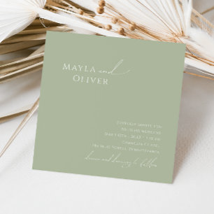 Whimsical Script   Sage Green Square Wedding Kaart