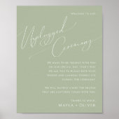 Whimsical Script | Sage Green Unplugged Ceremony Poster (Voorkant)