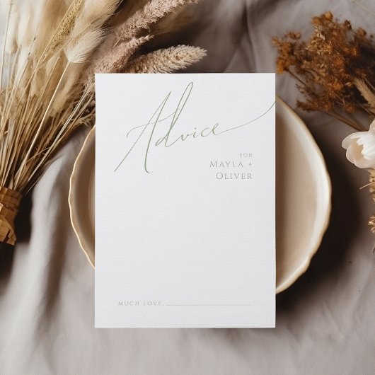 Whimsical Script | Sage Green Wedding Advieskaart