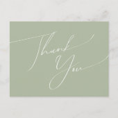 Whimsical Script | Sage Green Wedding Bedankt Briefkaart (Voorkant)