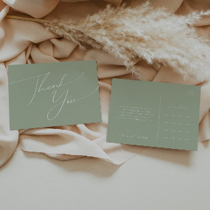 Whimsical Script Sage Green Wedding Bedankt Briefkaart
