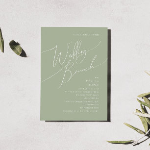 Whimsical Script Sage Green Wedding Brunch Kaart