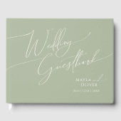 Whimsical Script | Sage Green Wedding Guestbook Gastenboek (Voorkant)