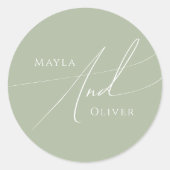 Whimsical Script | Sage Green Wedding Ronde Sticker (Voorkant)