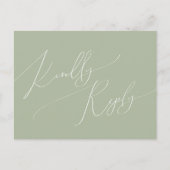 Whimsical Script | Sage Green Wedding RSVP Briefkaart (Voorkant)