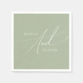 Whimsical Script | Sage Green Wedding Servet (Voorkant)
