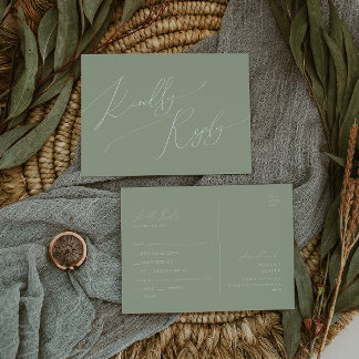 Whimsical Script | Sage Menu Choice RSVP Briefkaar