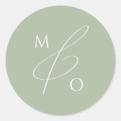 Whimsical Script | Sage Monogram Envelope Seal Ronde Sticker (Voorkant)