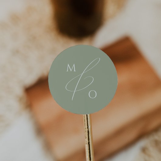 Whimsical Script | Sage Monogram Envelope Seal Ronde Sticker