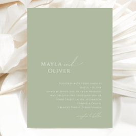 Whimsical Script | Sage Monogram Fotobruiloft Kaart