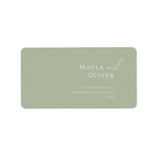 Whimsical Script Sage Wedding RSVP Return Address Etiket (Voorkant)