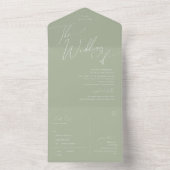 Whimsical Script | Sage Wedding van zegel en vervo All In One Uitnodiging (Binnen)