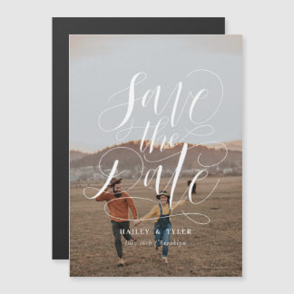 Whimsical Script Save The Date Volledige Foto Magnetische Uitnodiging