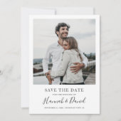 Whimsical Script Sla de Date Kaart op met Foto (Voorkant)