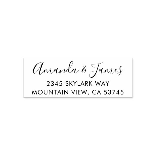 Whimsical Script Sla de datum & trouwadres op Zelfinktende Stempel (Design)