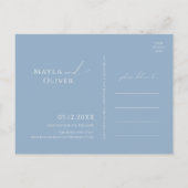 Whimsical Script | Stamblauw sparen de datum Uitnodiging Briefkaart (Achterkant)