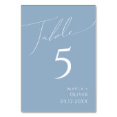 Whimsical Script | Stamblauw tabelnummer Kaart (Voorkant)