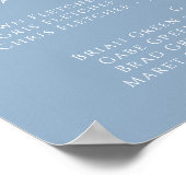 Whimsical Script | Stamblauwe alfabetische zitplaa Poster (Hoek)