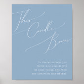 Whimsical Script | Stustblauw Deze kaars branden Poster (Voorkant)