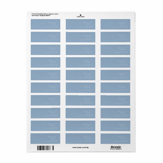 Whimsical Script | Stustblauw retouradreslabel Etiket (Full Sheet)