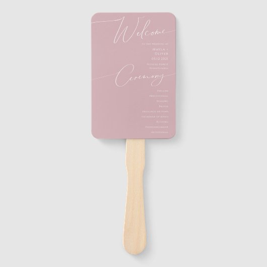 Whimsical Script | Stustprogramma voor Roos-wedden Handwaaier (Voorkant)