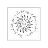 Whimsical Script Sun Flower Custom Library Book  Rubberstempel (Afrduk)