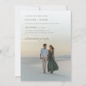 Whimsical Script Tale of Two Hearts Fotobruiloft Kaart (Achterkant)