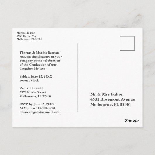 Whimsical Script Typography Afstuderen High School Briefkaart (Achterkant)