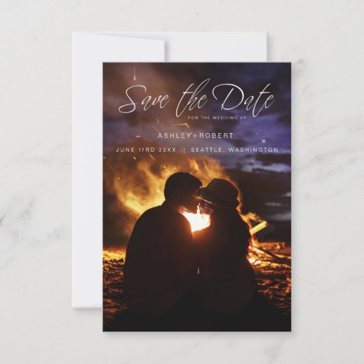 Whimsical Script Typography Wedding Photo Engaged Save The Date (Voorkant)