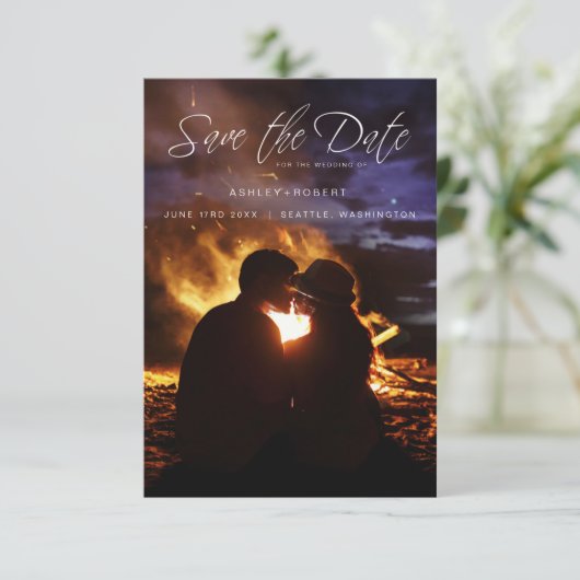 Whimsical Script Typography Wedding Photo Engaged Save The Date (Staand voorkant)