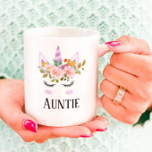 Whimsical script unicorn floral auntie koffiemok