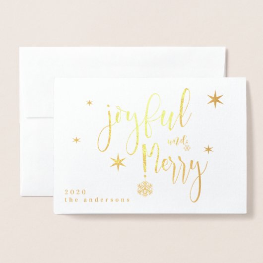 Whimsical Script Vreugdevolle en Vrolijke Foto Fol Folie Kaarten (Voorkant met envelop)