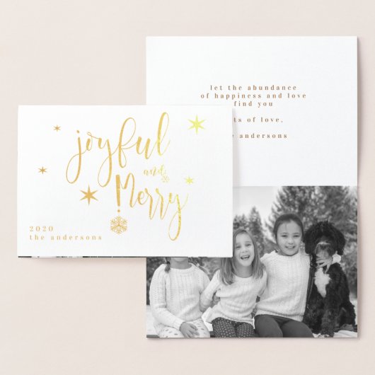 Whimsical Script Vreugdevolle en Vrolijke Foto Fol Folie Kaarten (Display)