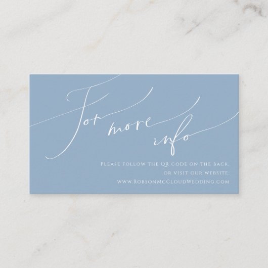 Whimsical Script | Website met een blauwe bruiloft Informatiekaartje (Voorkant)