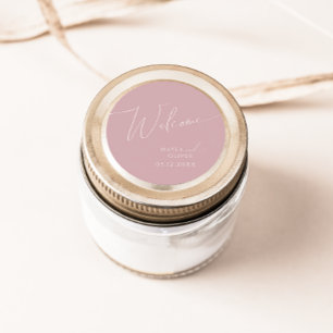Whimsical Script   Welkom Dusty Roos Weddenschap Ronde Sticker