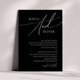 Whimsical Script | Zwarte traditionele bruiloft Kaart