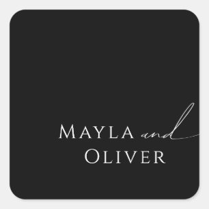 Whimsical Script   Zwarte-weduwenenvelop Vierkante Sticker