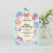 Whimsical Seafood geblikte sardines Feest Kaart (Staand voorkant)