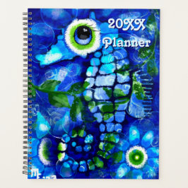 Whimsical Seahorse Coastal Nautical Seaside Blue Planner
