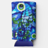 Whimsical Seahorse Coastal Nautical Seaside Blue Seltzer Blikjeskoeler (Achterkant)
