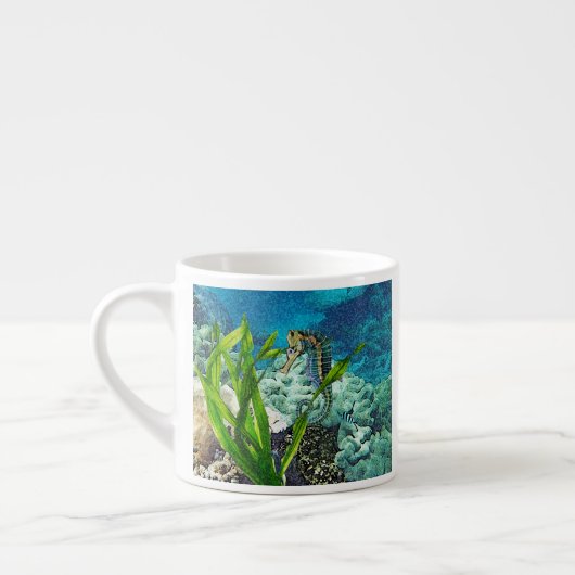 Whimsical Seahorse Espresso Kop (Links)