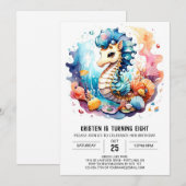 Whimsical Seahorse Onder het Zee Verjaardag Kaart (Voorkant / Achterkant)