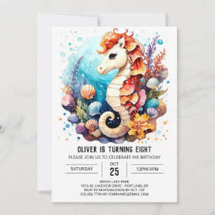 Whimsical Seahorse Splash Verjaardag Kaart